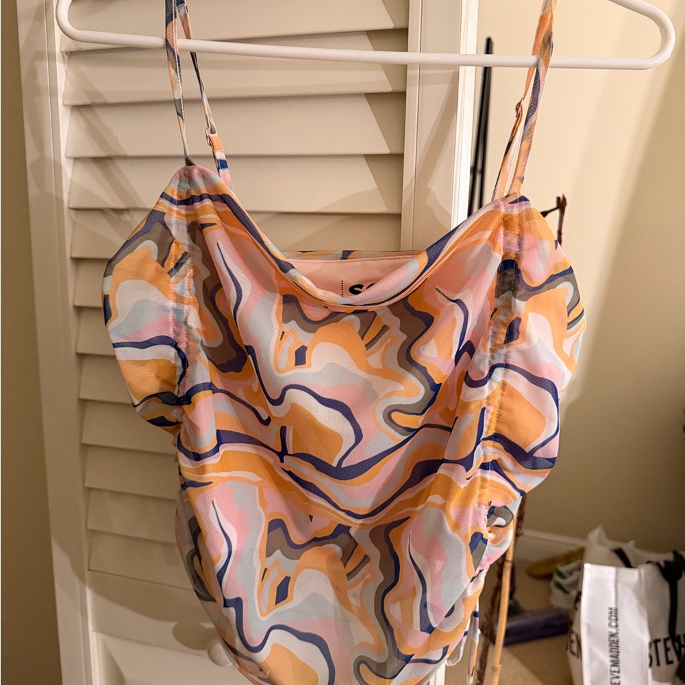 SO Swirl Pattern Tank Top in Pink and Orange